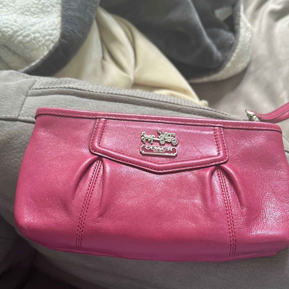Hot pink coach wristlet/clutch